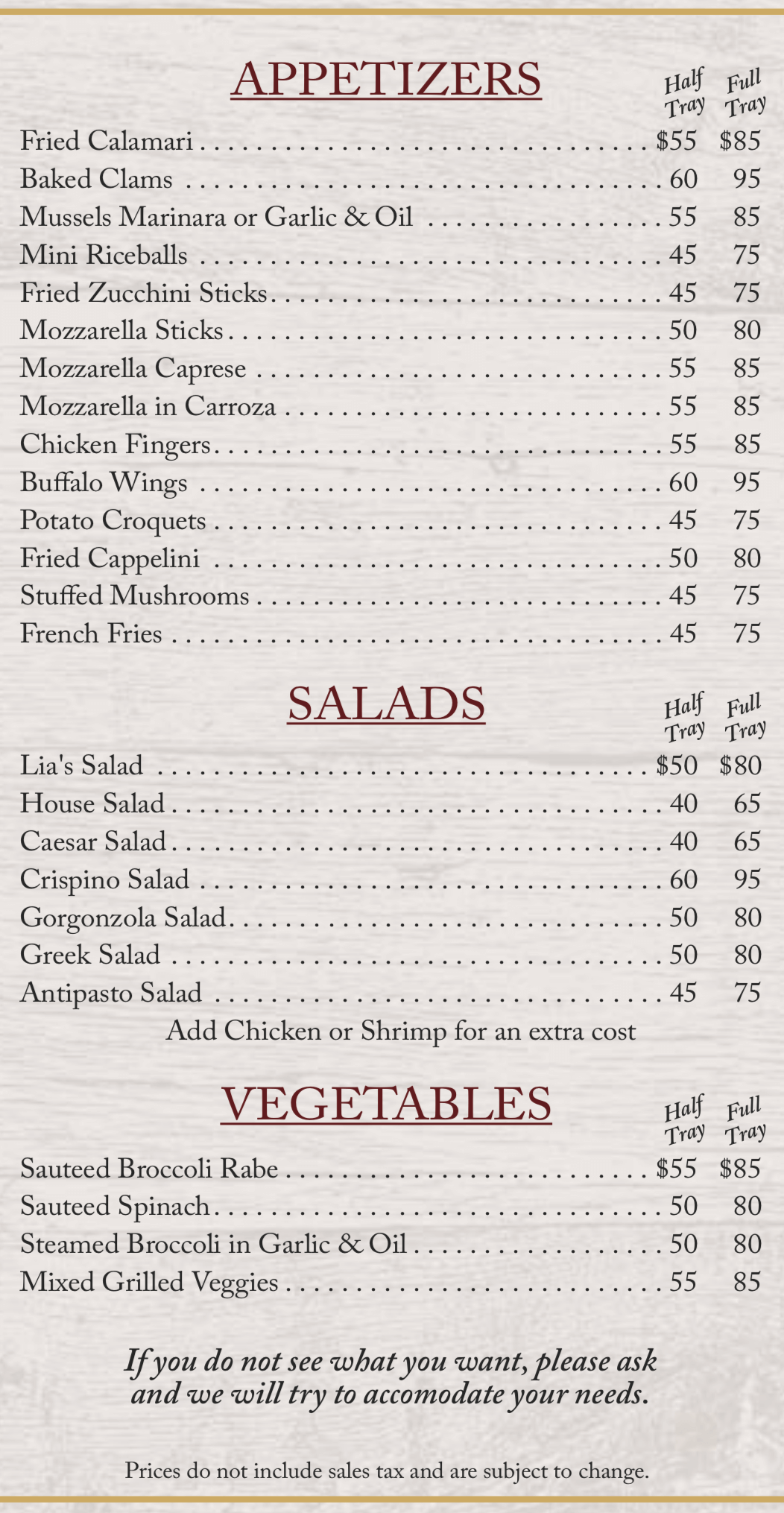 Catering Menu 1